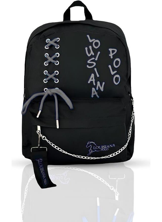 Louisiana Polo - Laptop Compartment School Bag Black Smoke 1141 - Image 1