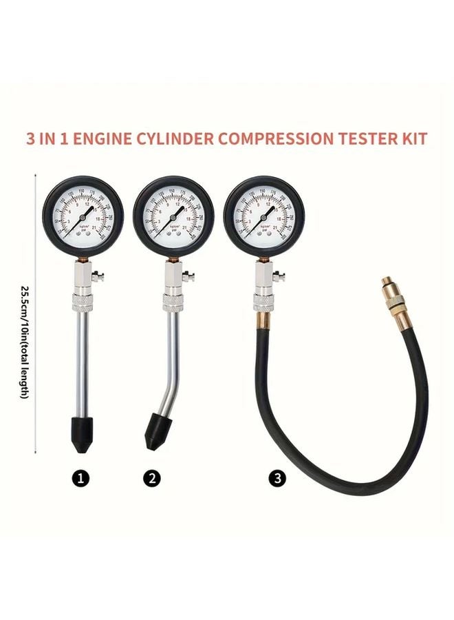Red 8pcs Compression Tester Set with Spark Plug Tester for Car and Motorcycle Engine - Image 5