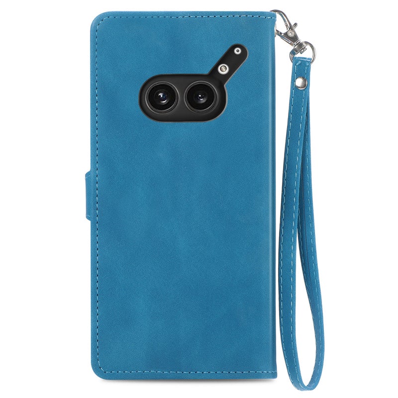 HuHa Case Cover For Nothing Phone 2a Plus Embossed Flower Zipper Leather Phone Case(Blue) - Image 3