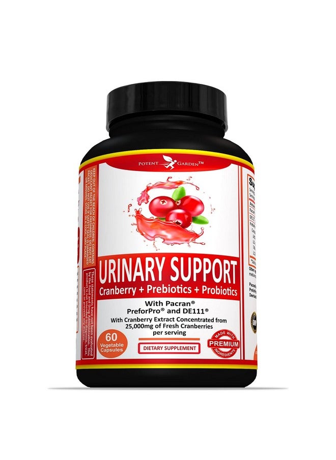 Potent Garden Urinary Support Supplements For Bladder Urinary Tract Health For Women & Men Daily Care Womens Probiotic Prebiotics & Cranberry Pacran Preforpro De111 And Cranberry Capsules 60 Ct  - Image 1