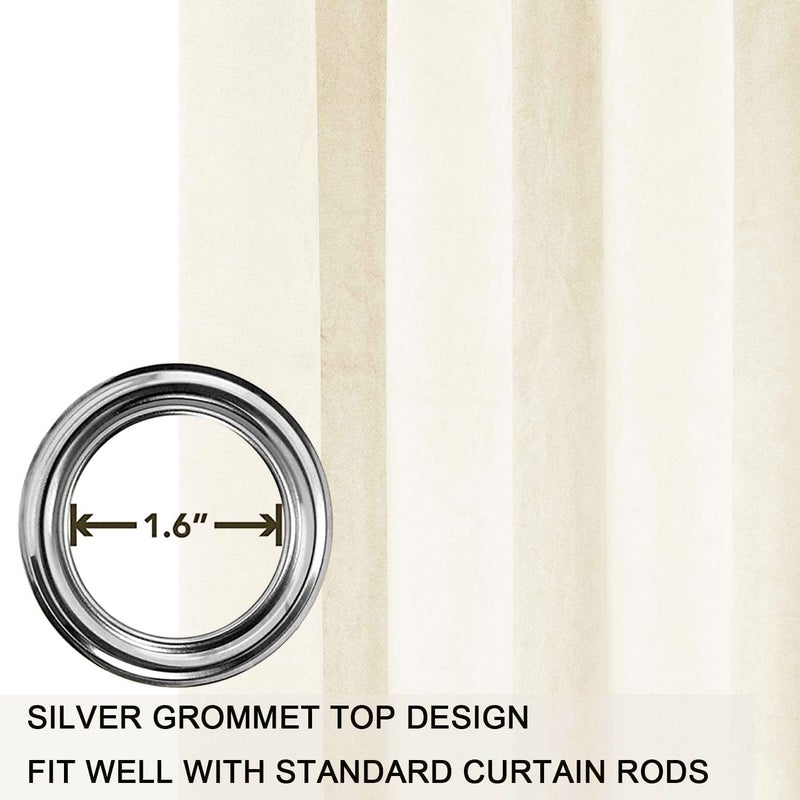 Smiletime Ivory White 120 في ستائر مخملية طويلة مع Grommet Super Privacy Privacy Loves يقلل من الإسواتم المخملية في غرفة المعيشة غرفة نوم 2 كل منها 52 × 120 بوصة - Image 3