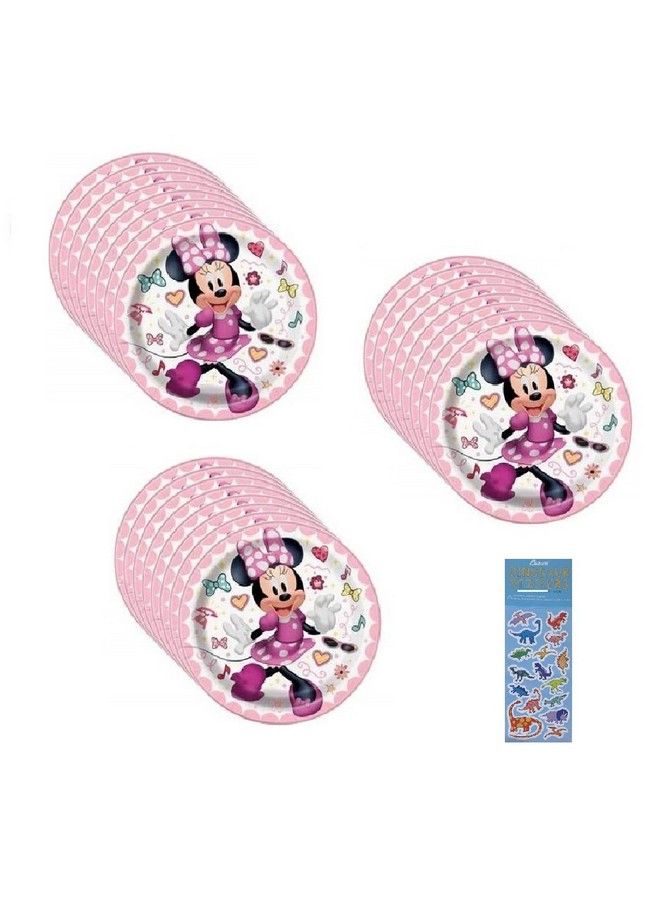 Unique Minnie Party Supplies Bundle Pack Includes 24 Dessert Cake Paper Plates Bundle For 24 - Image 1