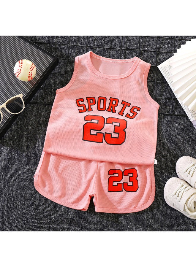 Baby Boys & Girls Summer Basketball Sports Suit Mesh Vest Quick-Drying Shorts Trendy Jersey
