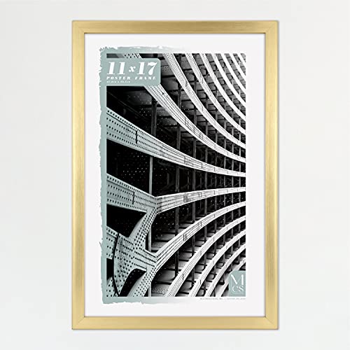 MCS Foundation 11x17 Poster Frame Traditional Brass Vertical  Horizontal Wall Hanging Large Picture Frame for Photos Posters  Art Prints 1Pack