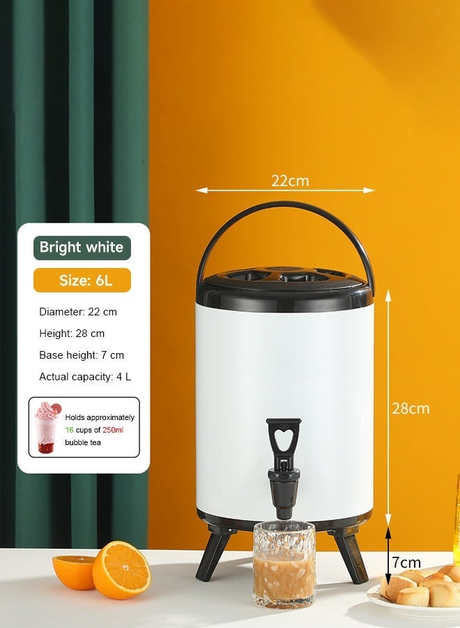 6L stainless steel double-layer milk tea bucket, heat preservation bucket, commercial large-capacity water, soy milk, juice, coffee and beverage, herbal tea bucket - Image 1