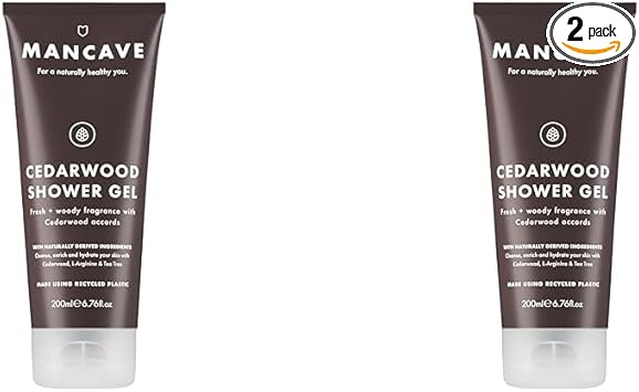 ManCave Cedarwood Shower Gel for Men Fresh Woody Aroma with Eucalyptus and Pine Needle Sulphate and Paraben Free Natural Vegan Cruelty Free 200 ml Pack of 2 - Image 1