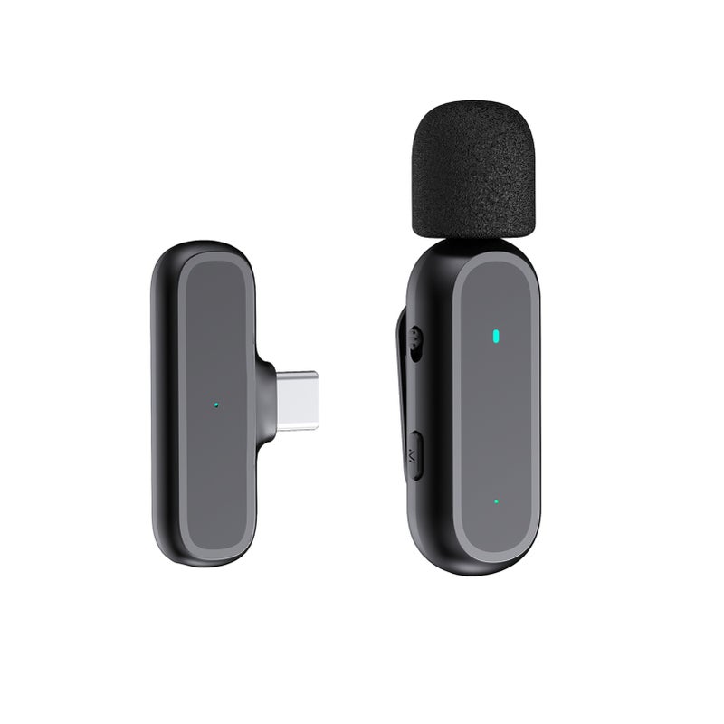 Portable One-trigger-One Wireless Clip-on Microphone System for Type-C Android Phones Video Recording Mic 20M Transmission Range Built-in Battery with Charging Case for Vlog Live Streaming Interview - Image 1