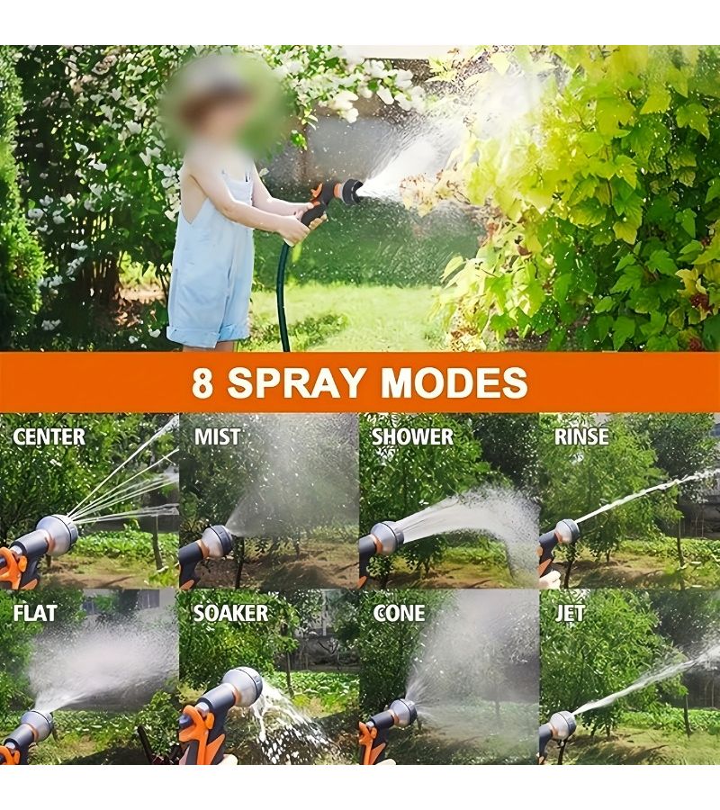 Orange Garden Spray Gun High Pressure Hose Nozzle Adjustable Spray Pattern Universal Thread - Image 5