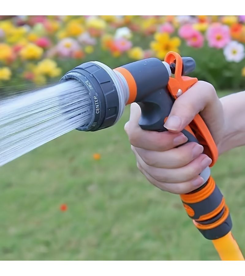 Orange Garden Spray Gun High Pressure Hose Nozzle Adjustable Spray Pattern Universal Thread - Image 4