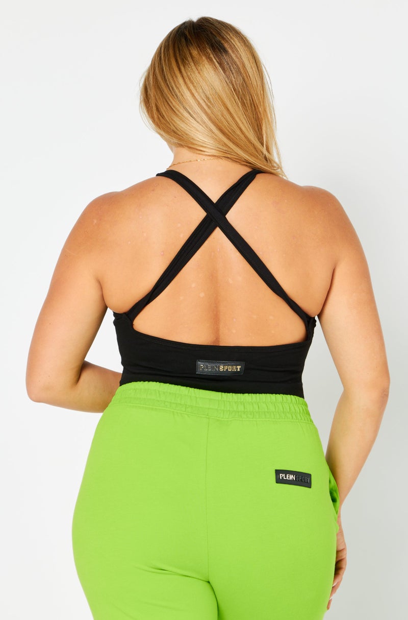 PHILIPP PLEIN Plein Sport Women Sportswear Fit Sleeveless Training Bodysuit, Black - Image 2