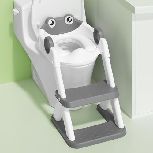 Rabb 1st Frog Potty Training Seat, Upgrade Toddler Toilet Seat for Kids Boys Girls, 2 in 1 Potty Training Toilet for Kids, Splash Guard Anti-Slip Pad Step Stool - Image 1
