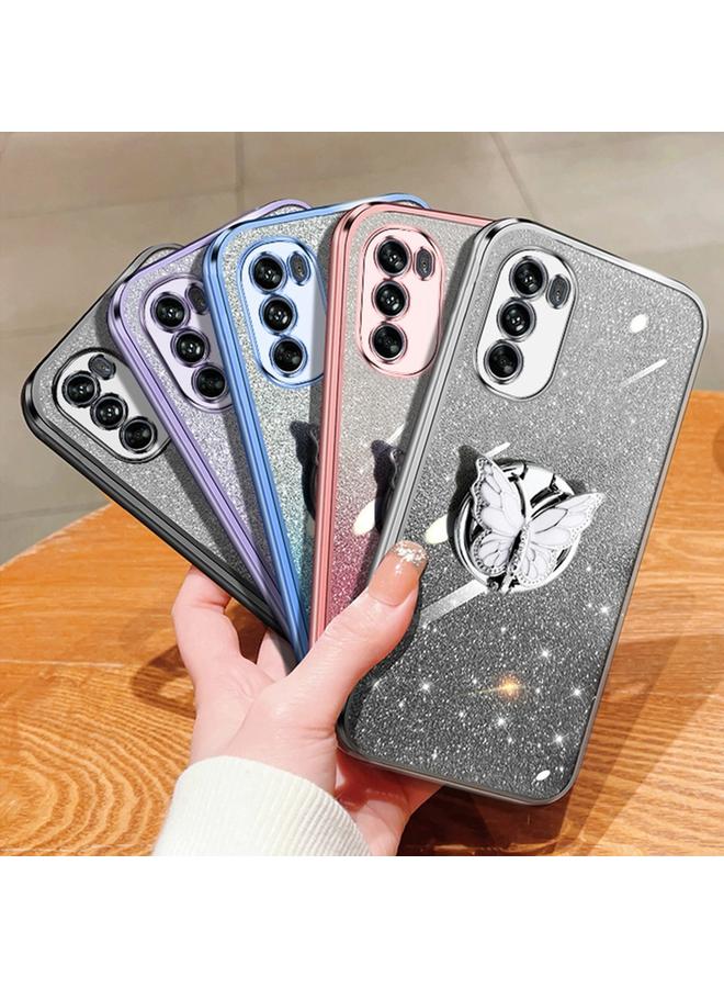 اس-توب جراب لهاتف Motorola Moto G62 5G، جراب هاتف TPU بتصميم فراشة لامع متدرج اللون - Image 2