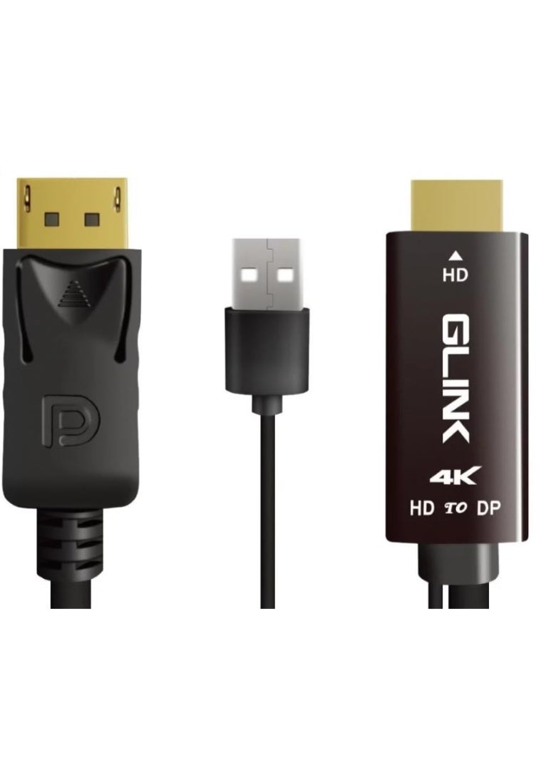 جلينك محول GLINK GL-060M من HDMI إلى DisplayPort مع كابل طاقة USB، طول 1.8 متر - Image 1