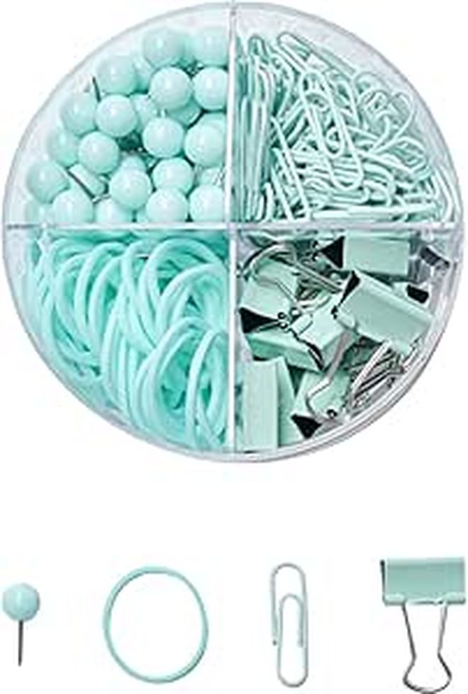 مجموعة مشابك ورقية ومشابك ملفات معدنية متعددة الاستخدامات من علامة Abaodam Macaron Color، بلون أخضر نعناعي - مثالية لتنظيم المنزل والمدرسة - Image 1