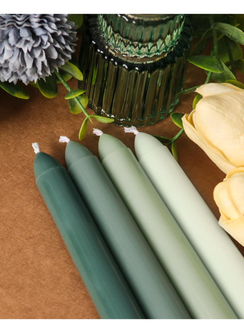 Taper Candles 10 Inch Green Set of 12 Unscented, Dripless, Smokeless Long Tall Tapered Candlesticks Wedding Home Decor Dinner Natural Color Series - Image 3