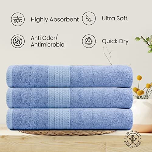 BePlush Bamboo Towels for Bath| Ultra Soft, Highly Absorbent, Quick Dry, Anti Bacterial Bamboo Bath Towel for Men & Women || 450 GSM, 27 x 55 Inches (1, Sky Blue) - Image 5