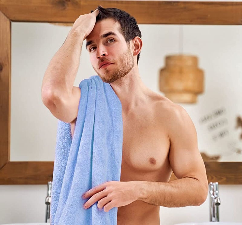 BePlush Bamboo Towels for Bath| Ultra Soft, Highly Absorbent, Quick Dry, Anti Bacterial Bamboo Bath Towel for Men & Women || 450 GSM, 27 x 55 Inches (1, Sky Blue) - Image 4