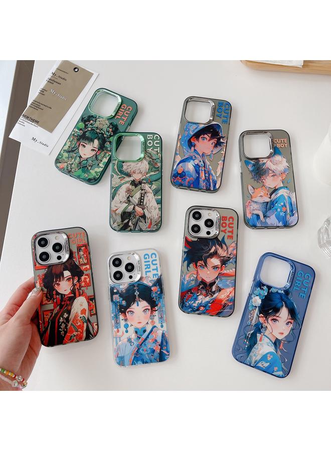 اس-توب جراب لهاتف iPhone 13 Pro Max بتصميم صيني قديم مطلي بالكهرباء مع حلقة عدسة من البولي كربونات الهجينة من مادة TPU - Image 2