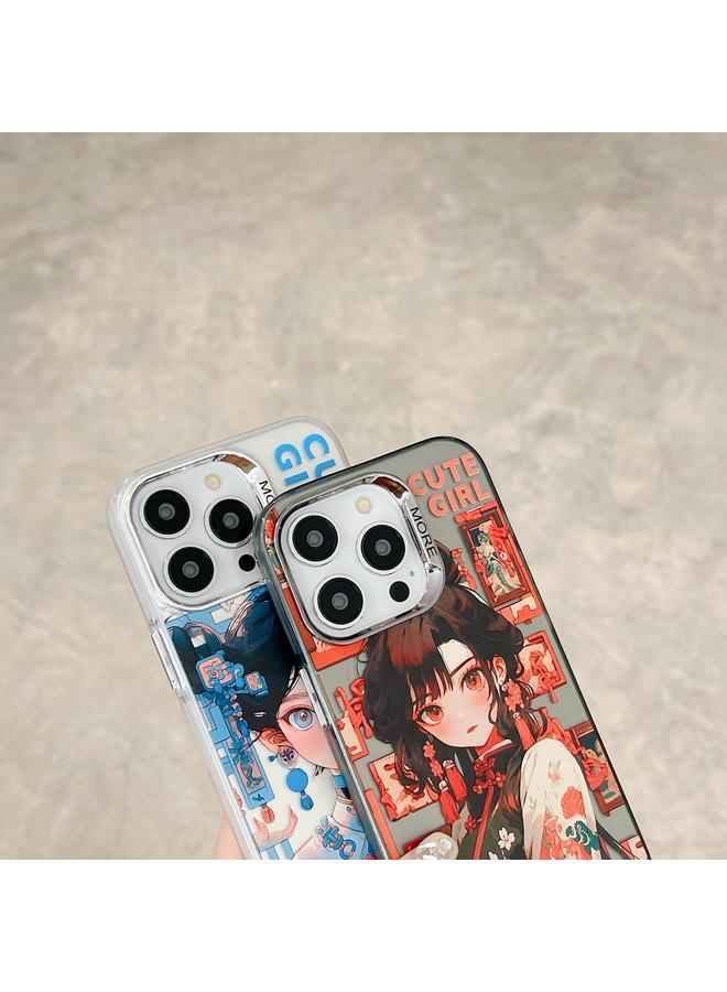 اس-توب جراب لهاتف iPhone 13 Pro Max بتصميم صيني قديم مطلي بالكهرباء مع حلقة عدسة من البولي كربونات الهجينة من مادة TPU - Image 4