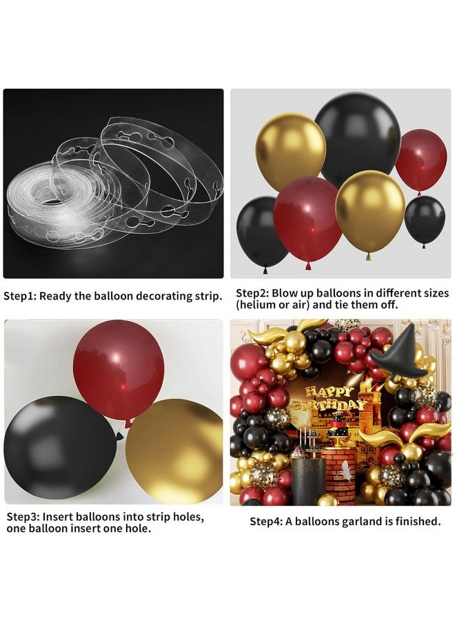 Sowide Balloon Garland Arch Kit - Burgundy Black Gold Balloons with Bonus DIY Hat and Wings for Baby Shower Anniversary Graduation Party Supplies - Image 3