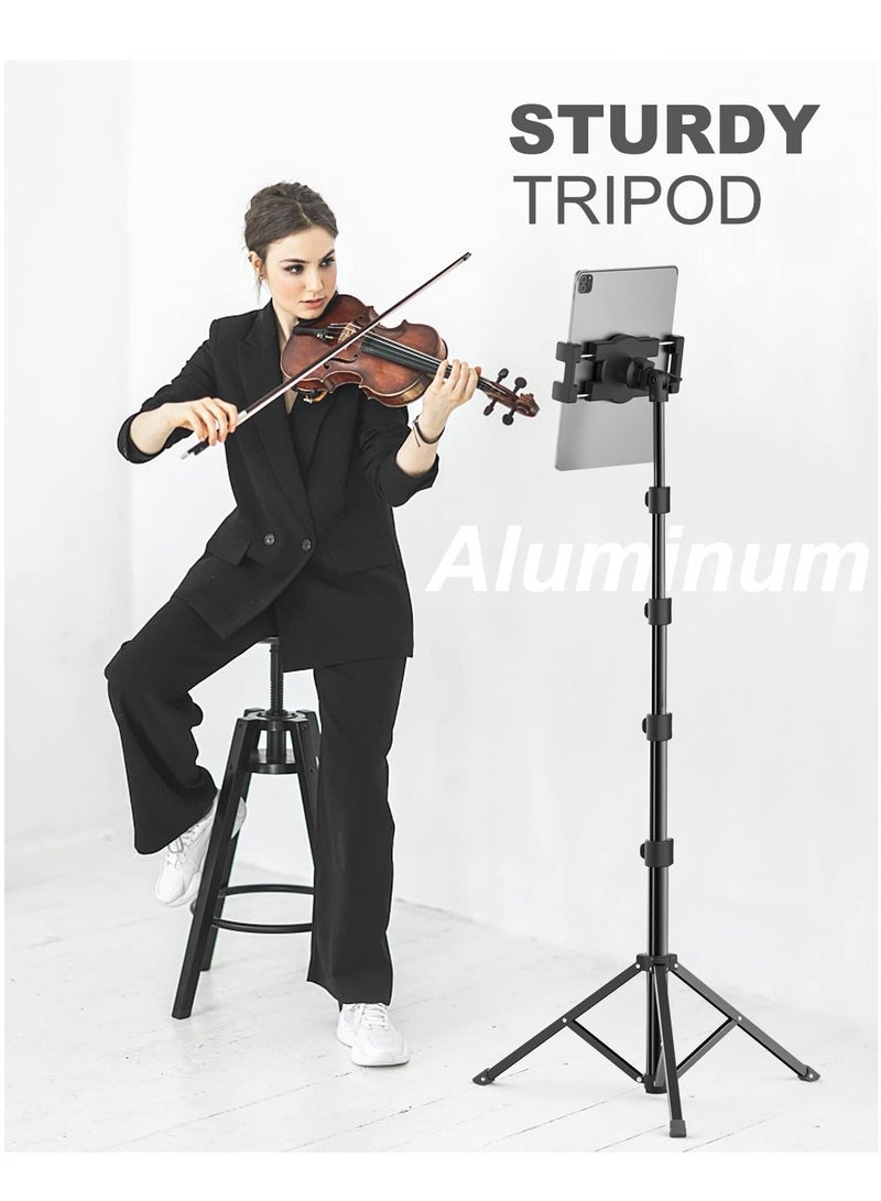 ELTRAZONE Tablet Floor Tripod Stand 62 inch Height Adjustable Holder with 360° Rotating Phone Tripod Mount & 1/4'' Screw for iPad Pro 12.9 Air Mini, iPhone, 4-13" Tablet & Cell Phones - Image 5