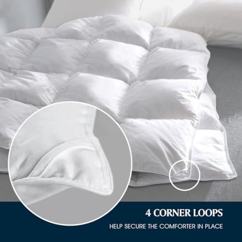 Hotel luxury hypoallergenic bedding comforter, 100 cotton cover, white, goose feather down fiber cotton fill, 68 x 90 inch 168 x 229 cm - Image 4