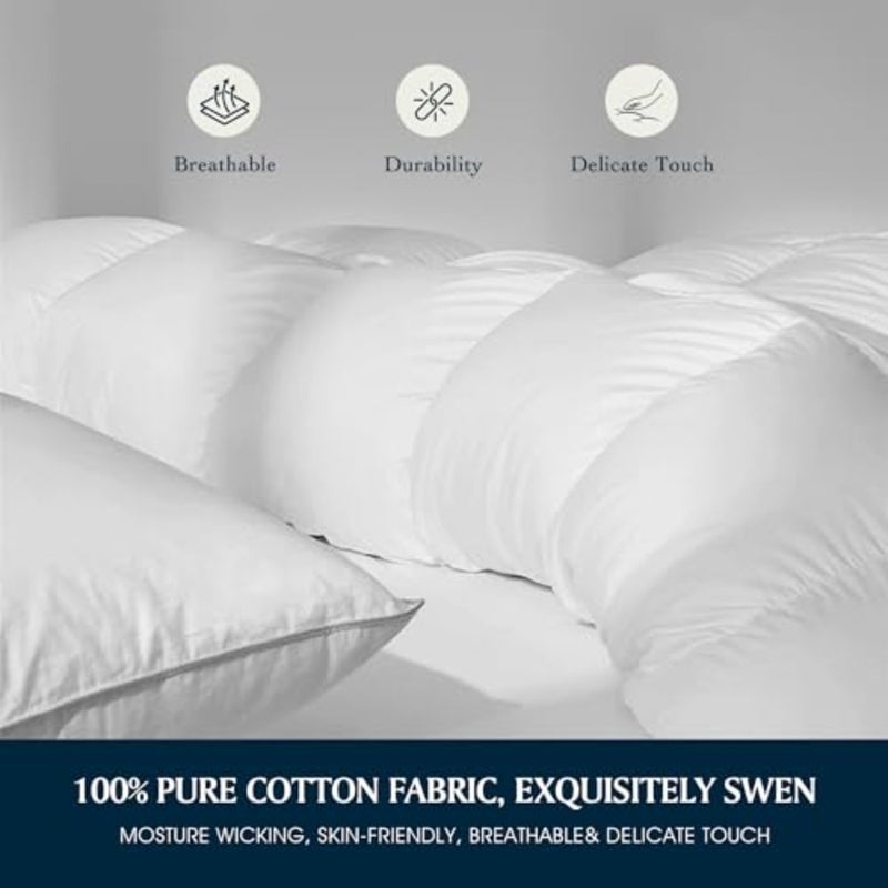 Hotel luxury hypoallergenic bedding comforter, 100 cotton cover, white, goose feather down fiber cotton fill, 68 x 90 inch 168 x 229 cm - Image 5