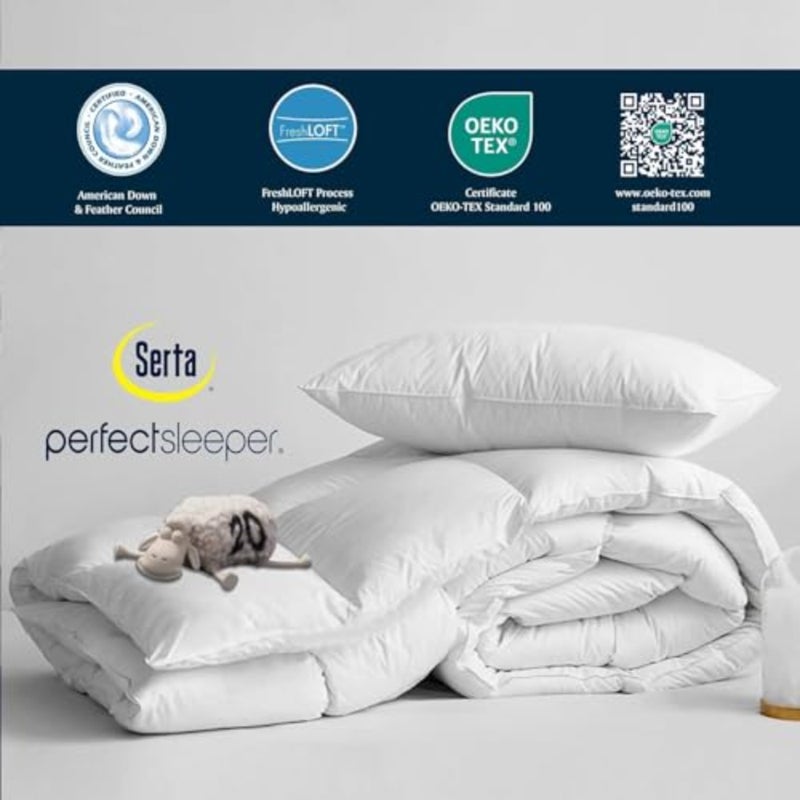 Hotel luxury hypoallergenic bedding comforter, 100 cotton cover, white, goose feather down fiber cotton fill, 68 x 90 inch 168 x 229 cm - Image 2