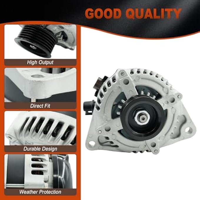 WELLBOX Alternator Compatible with Ford Mustang V6 3.7L 2011-2014, 12V 150A High Output 150Amp 6-Groove Pulley, OE 11623N 104210-2970 90295798 BR3T-10300-EC - Image 3
