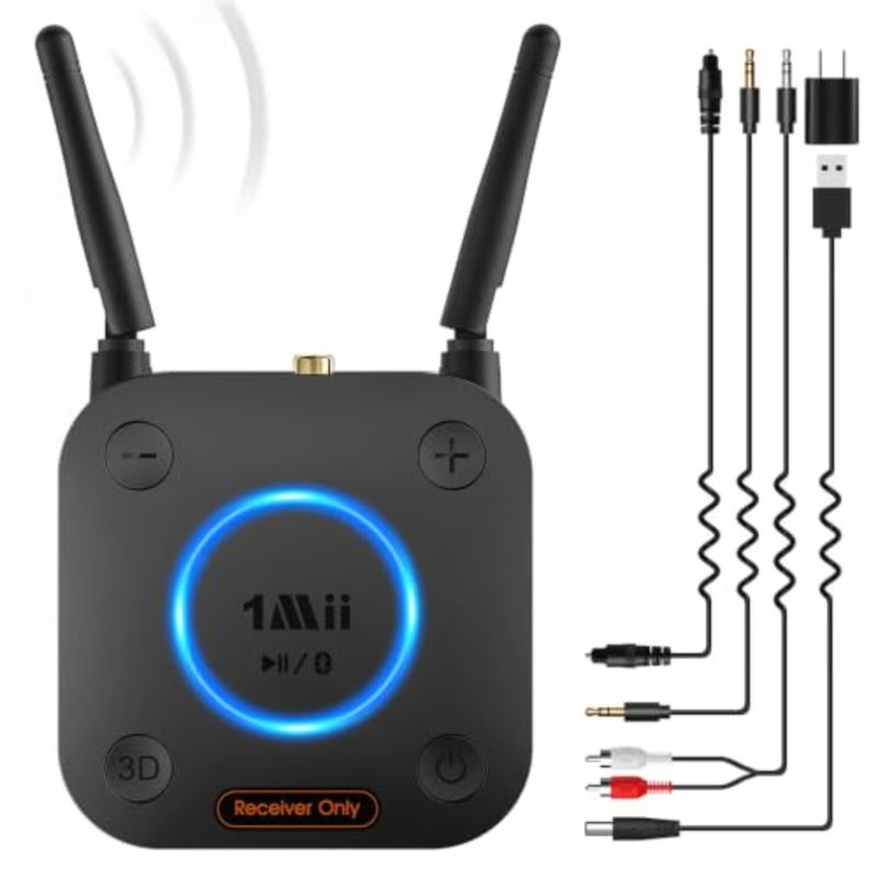 Home stereo system use, aluminum alloy, black, upgraded Bluetooth 5.2 with aptX HD, 3D surround, low latency, optical/RCA/AUX/3.5mm/coaxial support - Image 1