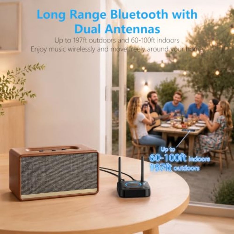 Home stereo system use, aluminum alloy, black, upgraded Bluetooth 5.2 with aptX HD, 3D surround, low latency, optical/RCA/AUX/3.5mm/coaxial support - Image 4
