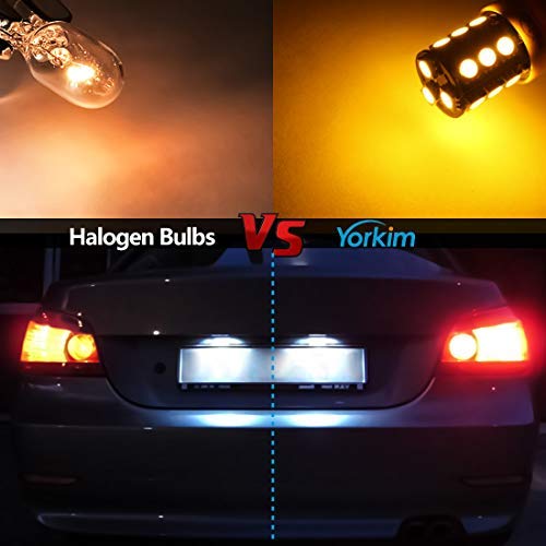 Yorkim 3157 LED Light Bulbs Amber Super Bright, 3056 3156 3156A 3057 4057 3157 4157 T25 LED Bulbs for Brake Lights, Backup Reverse Lights, Reverse Tail Lights - Pack of 4 - Image 5