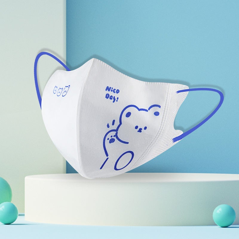 Klein Blue Bear Parent-Child Mask 3D Disposable Blush Independent Adult Winter Warm Mask For Women - Image 3