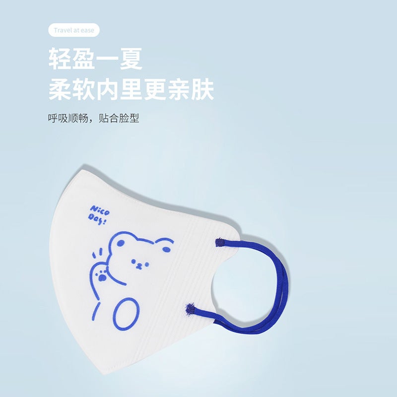 Klein Blue Bear Parent-Child Mask 3D Disposable Blush Independent Adult Winter Warm Mask For Women - Image 4