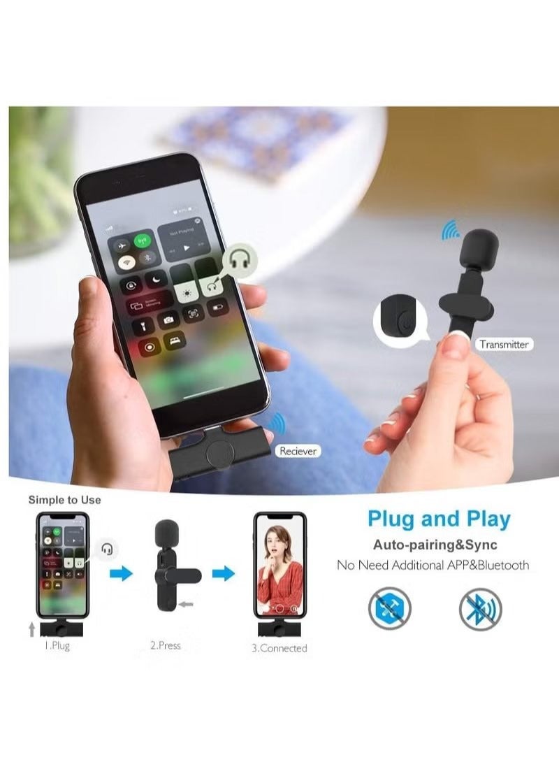 Wireless Lapel Lavalier Microphone for iPhone iPad Recording,YouTube Facebook Live Stream,Vlog, Auto-Sync Wireless Mic with 2 Clips (No Need App/Bluetooth) - Image 3