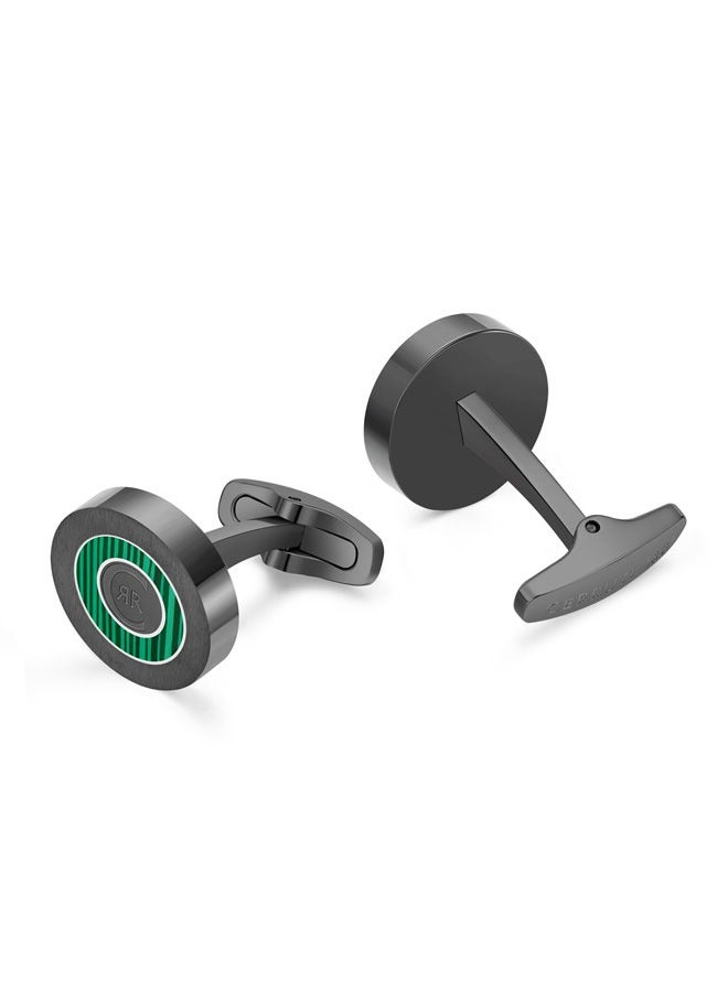 CERRUTI 1881 Carlo Two Tone Silver and Grey Luxury Cufflinks for Men  - Image 3