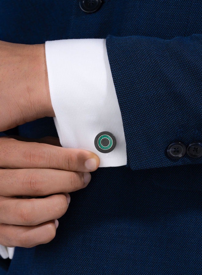 CERRUTI 1881 Carlo Two Tone Silver and Grey Luxury Cufflinks for Men  - Image 4