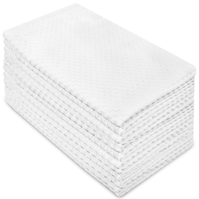 COTTON CRAFT Euro CafÃ© Set of 12 Waffle Weave Pure Cotton Super Absorbent Multipurpose Kitchen Towels, Dishcloths, Tea Towels White - Image 1