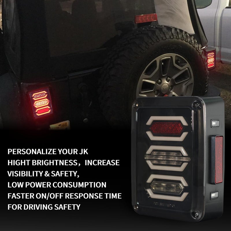 RoadandLord LED Tail Light for Jeep Wrangler JK (2007-2018) - Black Smoke Lens - Image 3