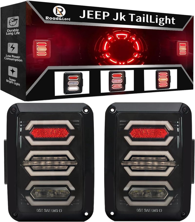 RoadandLord LED Tail Light for Jeep Wrangler JK (2007-2018) - Black Smoke Lens - Image 1