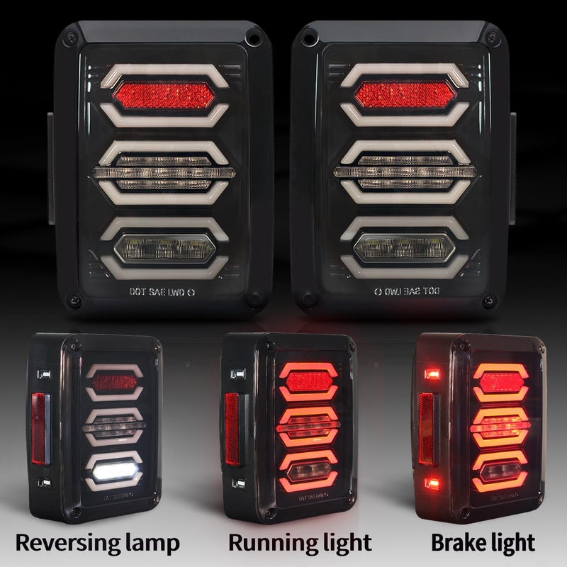RoadandLord LED Tail Light for Jeep Wrangler JK (2007-2018) - Black Smoke Lens - Image 2