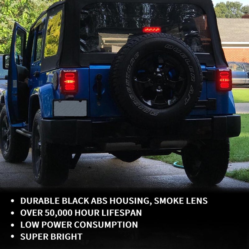 RoadandLord LED Tail Light for Jeep Wrangler JK (2007-2018) - Black Smoke Lens - Image 5