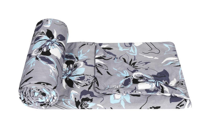 la' amour Super Premium Quilt Cover Double Bed with Zipper Blanket Cover/rajai Cover/Comforter Cover/Duvet Cover King Size Soft Cotton Breathable Skin Friendly Stuff 90x100 Inches, Color- Grey Black - Image 1
