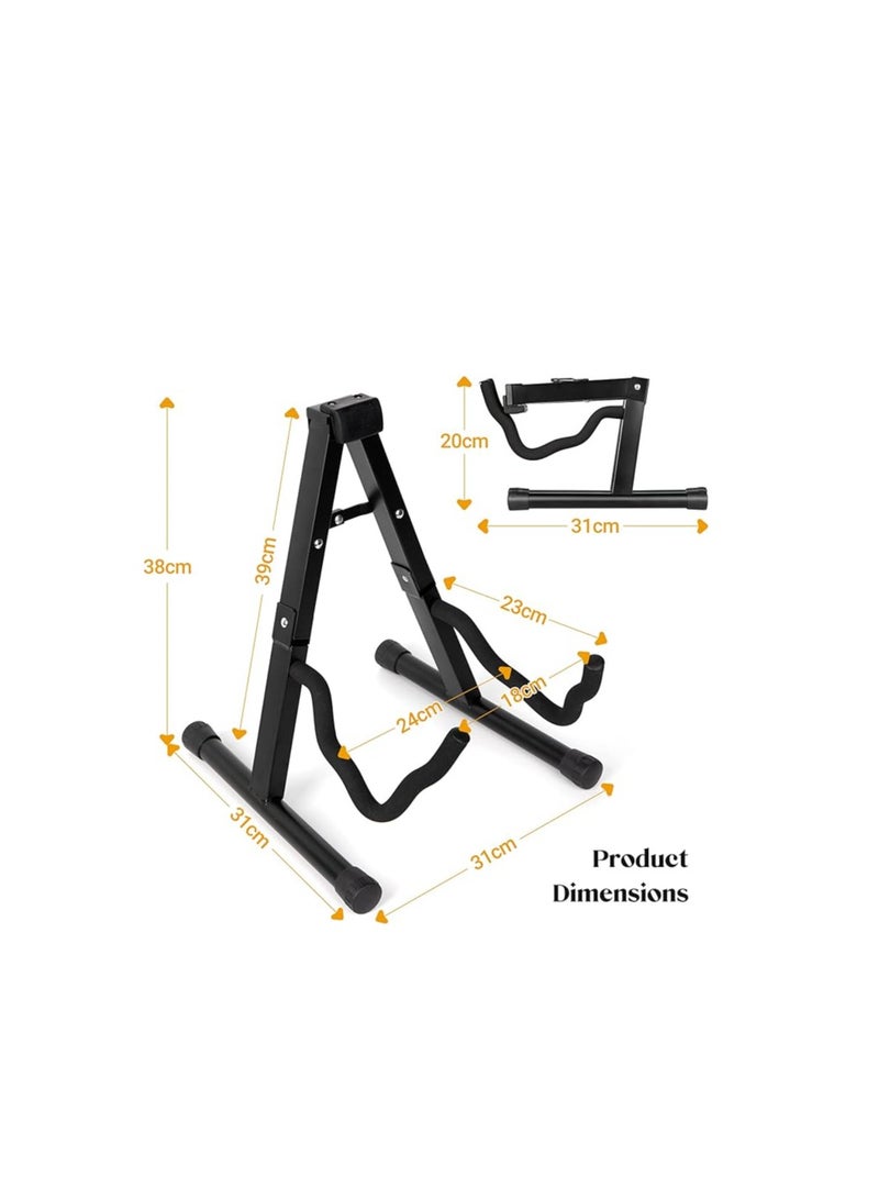 Folding Guitar Stand Universal Portable Metal A-frame Floor Stand for Acoustic Classical Electric Guitars Bass Banjo Ukulele - Image 2