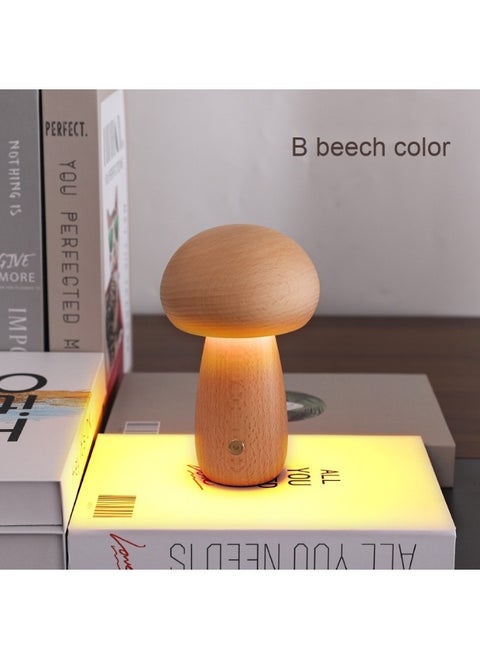 Solid Wood Mushroom Lamp - Ambient Decorative Table Light