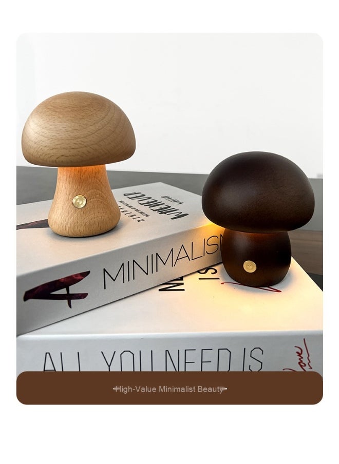 Generic - Solid Wood Mushroom Lamp - Ambient Decorative Table Light - Image 1