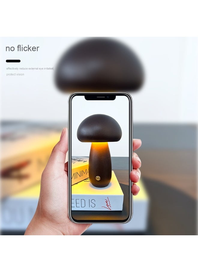 Generic - Solid Wood Mushroom Lamp - Ambient Decorative Table Light - Image 1