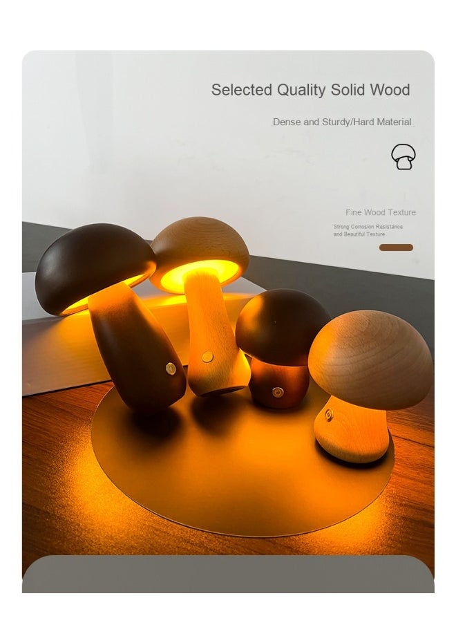 Generic - Solid Wood Mushroom Lamp - Ambient Decorative Table Light - Image 1