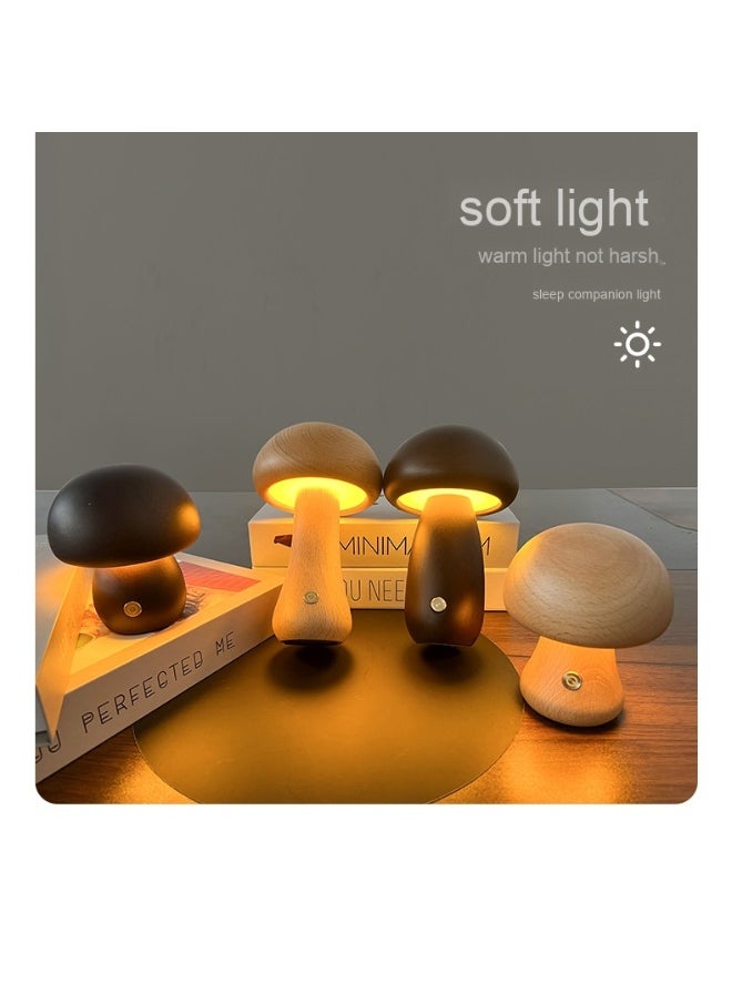 Generic - Solid Wood Mushroom Lamp - Ambient Decorative Table Light - Image 1