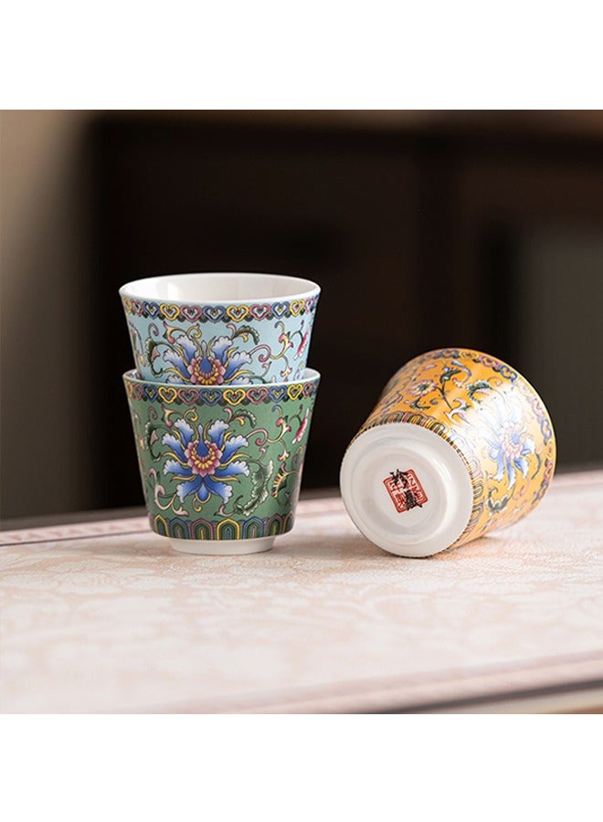 EzzySo 6 Ceramic Tea Cups with Gift Box Elegant Floral Enamel Porcelain Coffee Cup Set 6 Colors Flowers Teacup Perfect for Home Office and Restaurant Use - Image 5